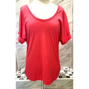 GSX BY GRAND SLAM Womens Athletic Top Large Pink Short Cuffed Sleeves NWT